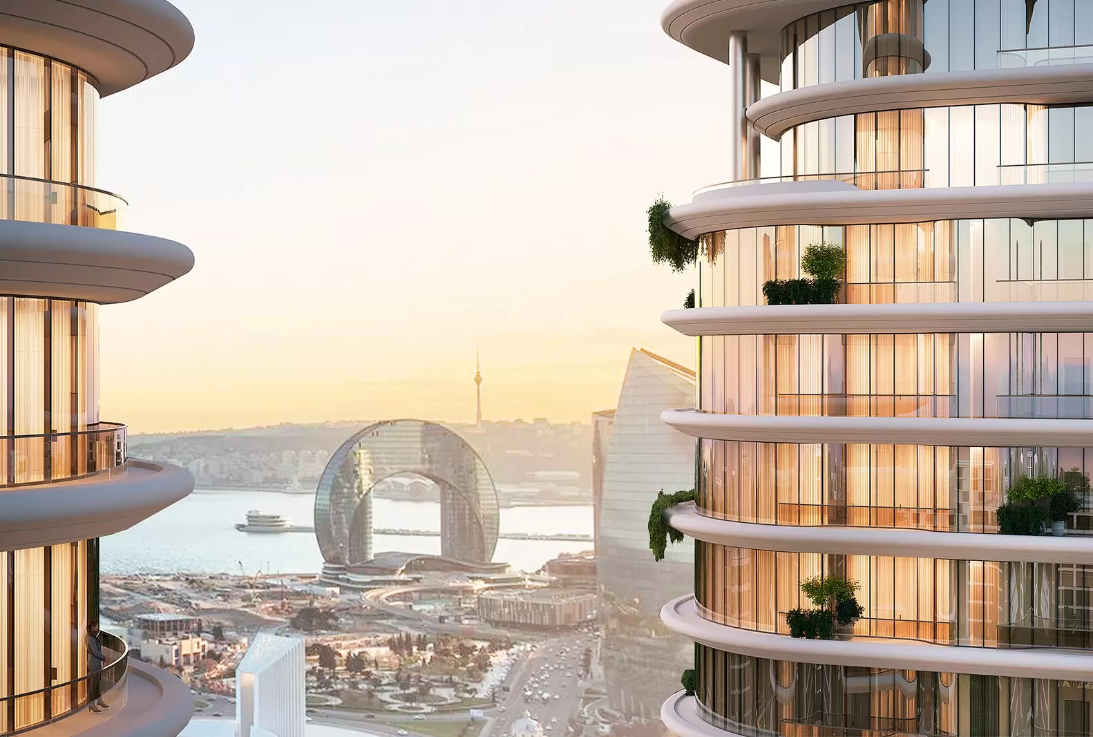 XƏZƏRİN  SONSUZ <br> <span> <i> maviliyi</i> </span>    şəhərin <br> parlaq  <span><i> silueti </i> </span>   <br> və günəşin <span><i> işığı</i> </span>